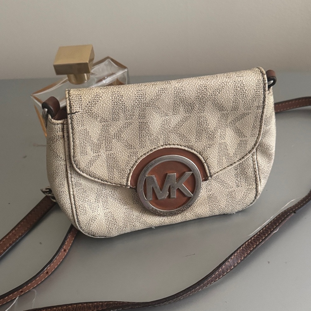 Michael Kors Beige and Brown Crossbody Bag